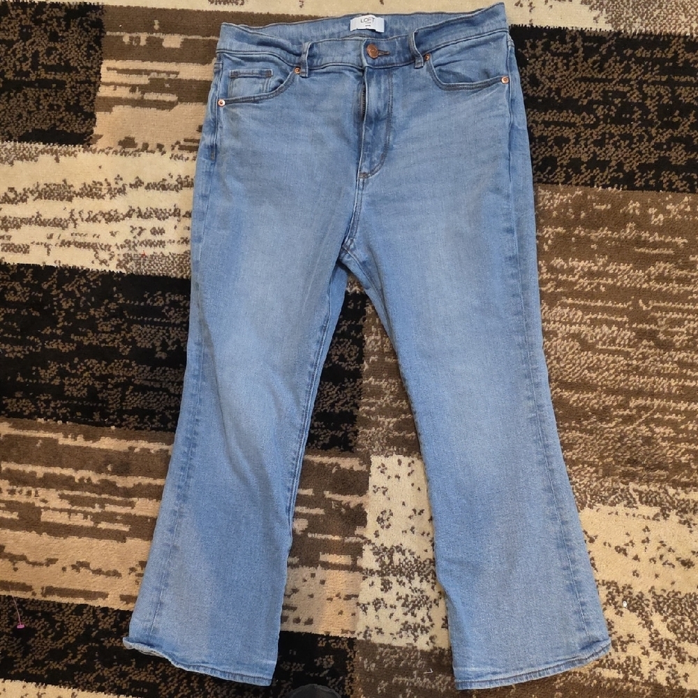 LOFT Light Blue Cropped Flare Jeans